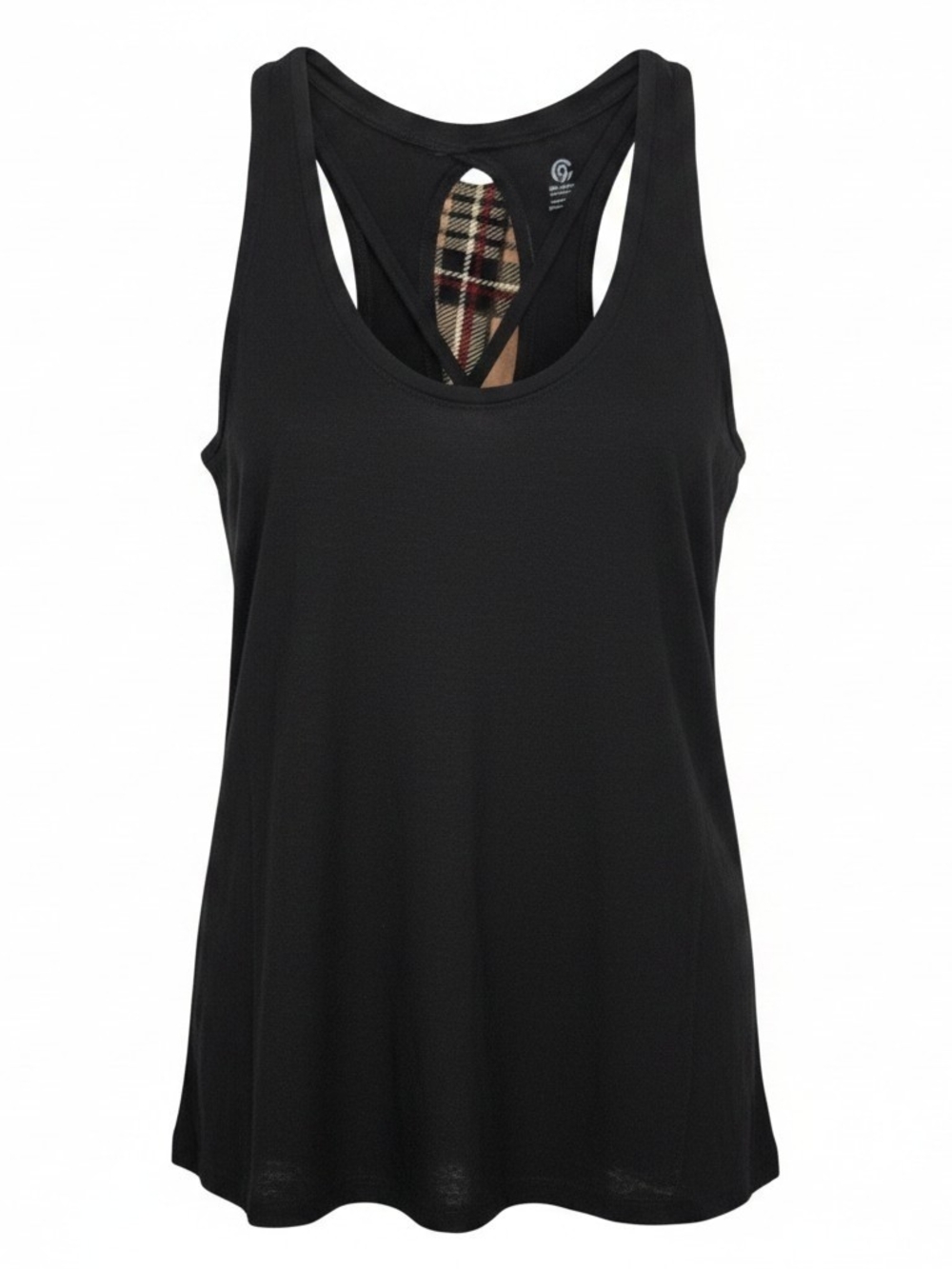 Champion Black Tank with Plaid Bra Insert